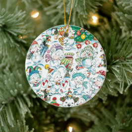 Polarna Bear Penguin Party i Tecknad Julgransprydnad Keramik