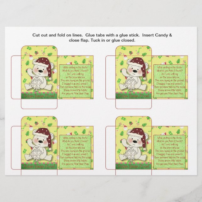 Polarna Bear Poop med säkring i Candy Packet Reklamblad (Framsidan)
