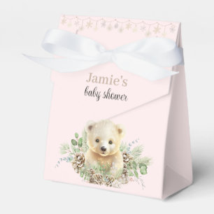 Polarna Bear Rosa Winter Baby Shower-favoritruta Presentaskar
