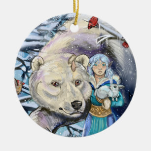 Polarna Bear~ round-ornament för vinterVind Julgransprydnad Keramik