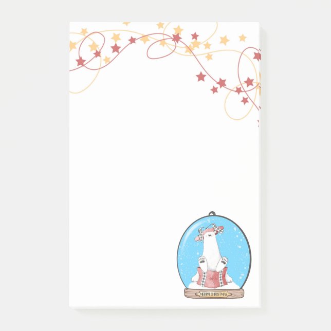 Polarna Björnanteckningar om gula julen i snö Post-it Block (Framsida)