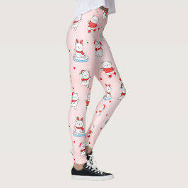 Polarna Cute Lycklig jul Bear Sömlös Mönster Leggings