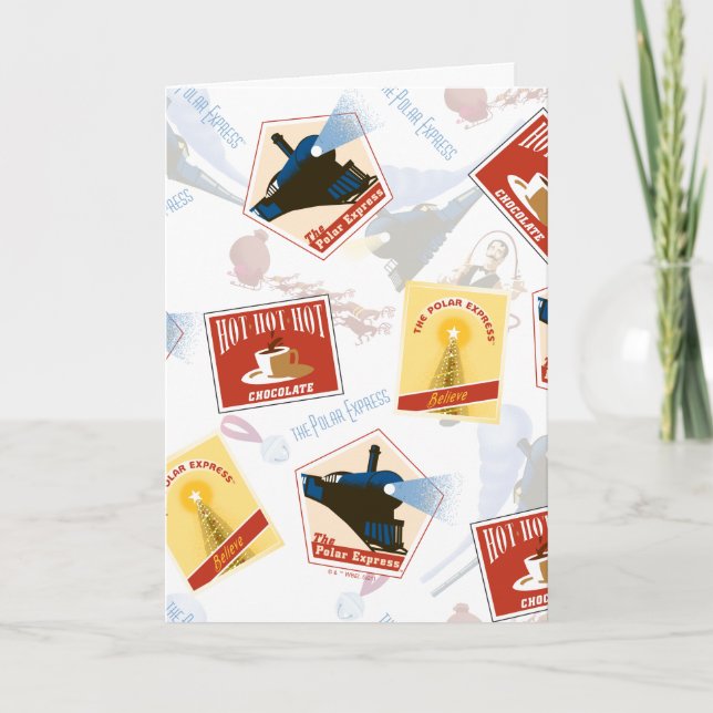 Polarna Express | Retro Sticker Mönster Helgkort (Framsida)