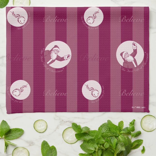 Polarna Express | Stripe Jultomten Mönster Kökshandduk (Vikta)