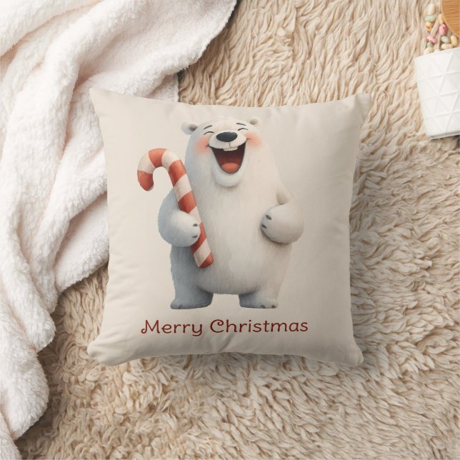 Polarna god jul Cute Bear Design Kudde (Filt)