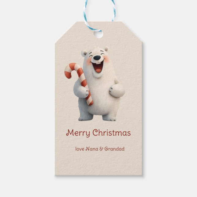 Polarna god jul Cute Bear Design Presentetikett (Framsidan)