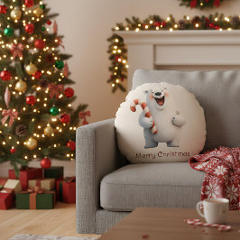 Polarna god jul Cute Bear Design Rund Kudde