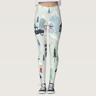 Polarna har vinterlandskap, julbakgrund. leggings