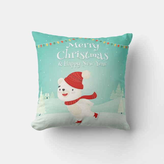 Polarna Kute Jul Baby med Festive Ljus Kudde (Framsida)