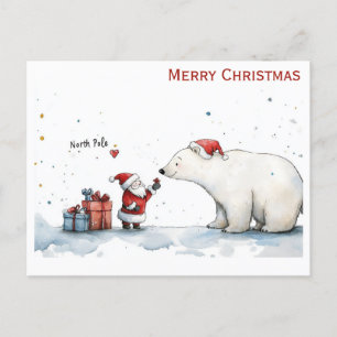 Polarna Kute Jultomten Bear North Pole Vykort