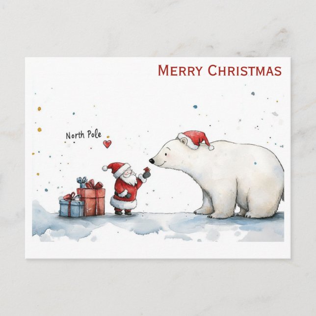 Polarna Kute Jultomten Bear North Pole Vykort (Framsida)