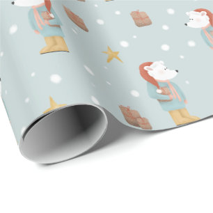 Polarna Modern vinter Bear och Snöflingor jul Presentpapper