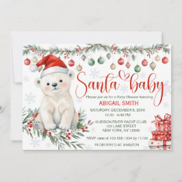 Polarna Santa Baby Bear Baby Shower Inbjudningar