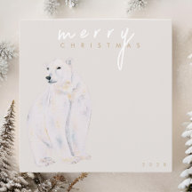 Polarna Vattenfärg Bear Modern God jul
