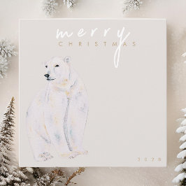 Polarna Vattenfärg Bear Modern God jul Julkort