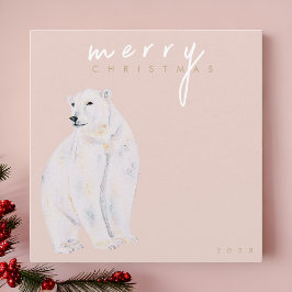 Polarna Vattenfärg Bear Modern God jul Julkort
