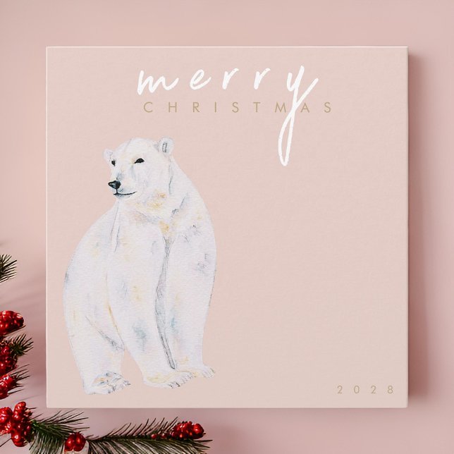 Polarna Vattenfärg Bear Modern God jul Julkort (Skapare uppladdad)