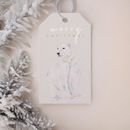 Polarna Vattenfärg Bear Modern God jul Presentetikett