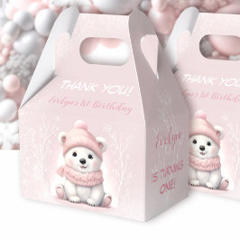 Polarna Vinter Wonderland Rosa Bear 1:a födelsedag Presentaskar