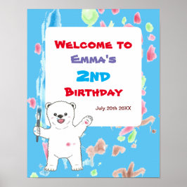 Polarnas björn Kids Art Födelsedagsfest Välkomsthä Poster