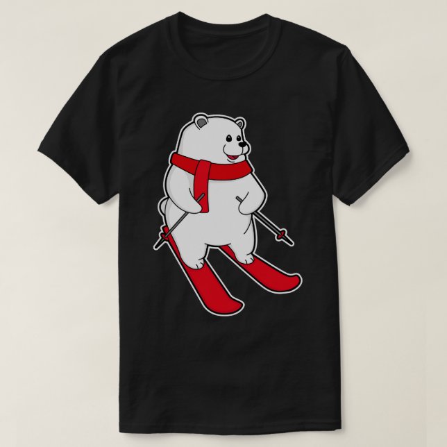 Polarnas björn som Skier med Ski T Shirt (Design framsida)