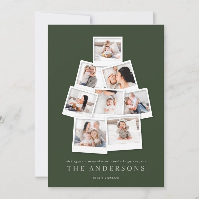 Polaroid Chrstmas träd multifotokort helgdag Julkort (Framsida)