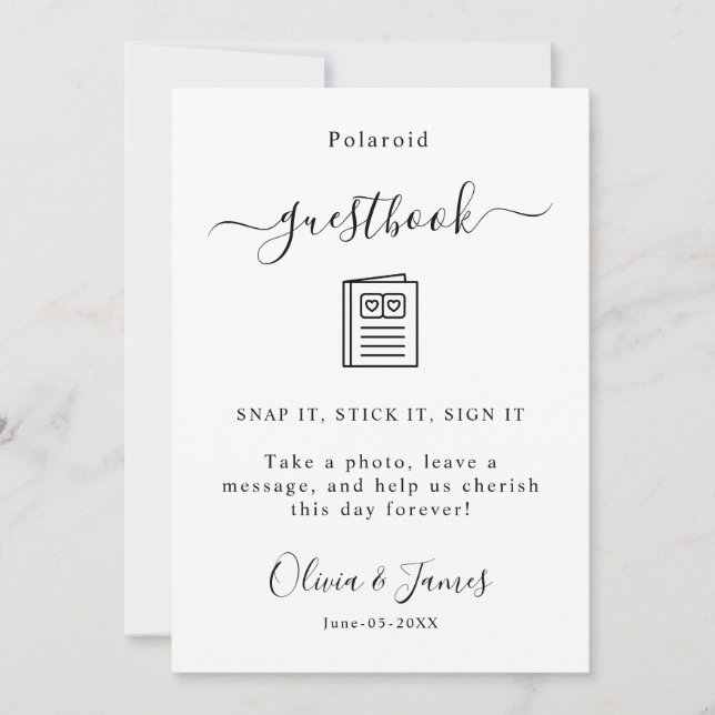 Polaroid Gästbok Sign Template Bröllop, Inbjudningar (Framsida)