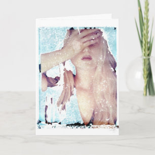 Polaroid Transfer Flicka Välkomstkort Tomt Inuti Kort