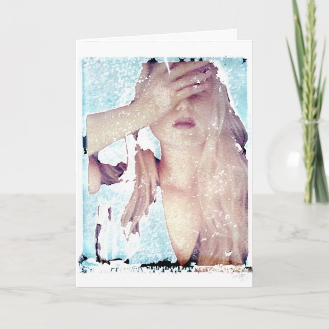 Polaroid Transfer Flicka Välkomstkort Tomt Inuti  Kort (Framsida)