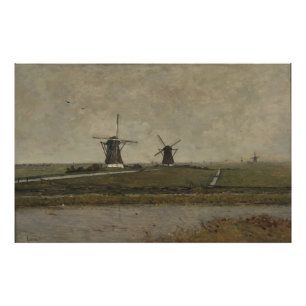 Polder med Mills nära Overschie Fototryck