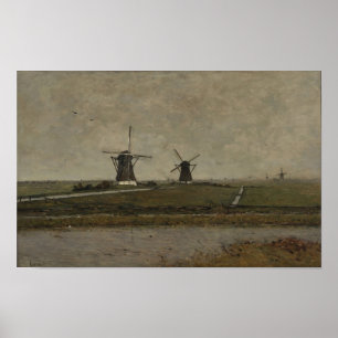 Polder med Mills nära Overschie Poster