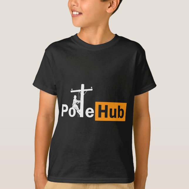 Pole Hub Lineman Line Worker Utility Pole Funny Li T Shirt (Framsida)
