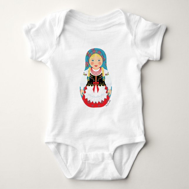 Pole Matryoshka Baby Bodykostym T-shirt (Framsida)