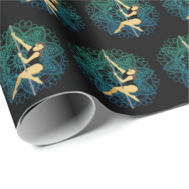 Pole Sport Dance Fitness Mandala Flower Grönt Blue Presentpapper