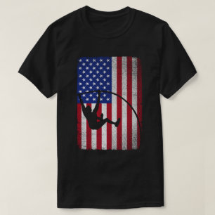Pole Vault American Flagga 4:e juli-jumpsport T Shirt