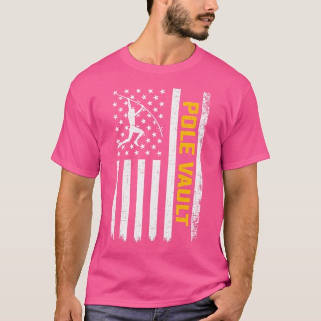 Pole Vault American Flagga Pole Vault Vault T Shirt (Framsida)
