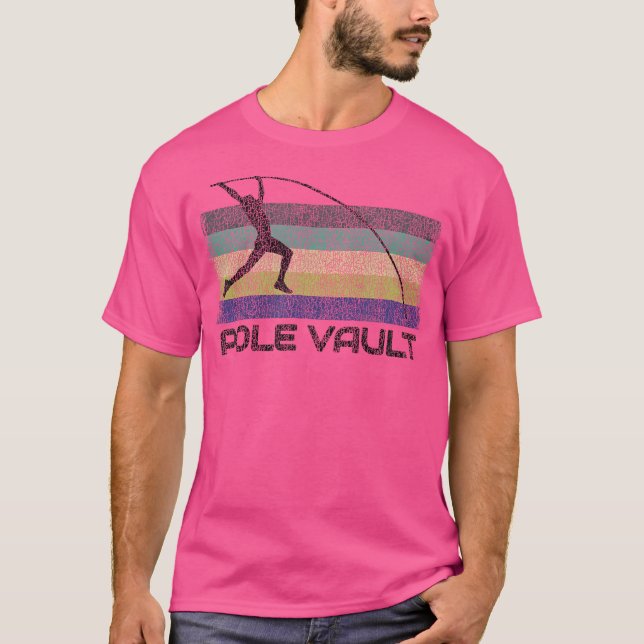 Pole Vault and Track s - Grått Retro Roligt Pole V T Shirt (Framsida)