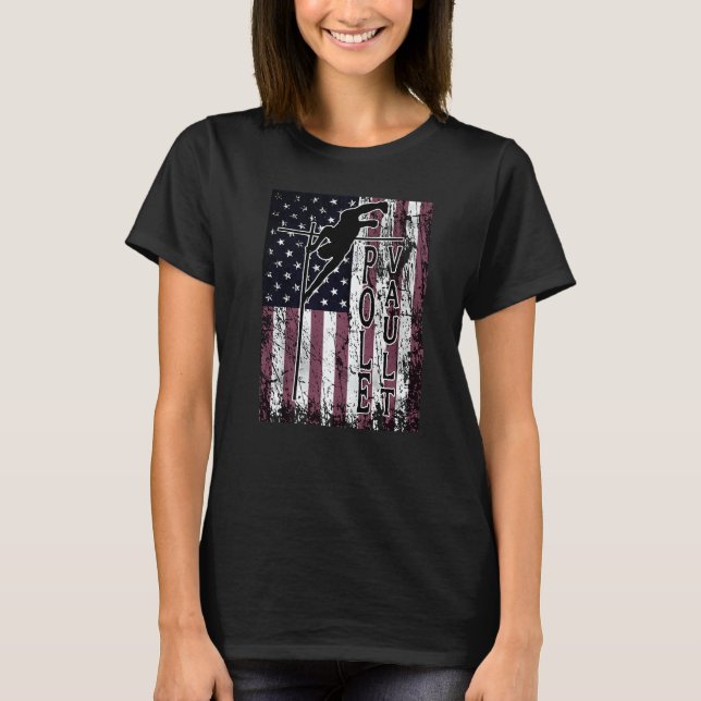 Pole Vault Clearing the Bar Independence Day T Shirt (Framsida)