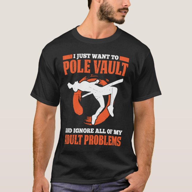 Pole Vault For Athletics Bar High Jumper Track And T Shirt (Framsida)