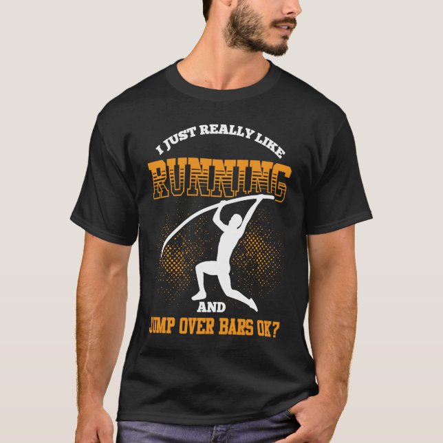 Pole Vault For Athletics Bar High Jumper Track And T Shirt (Framsida)