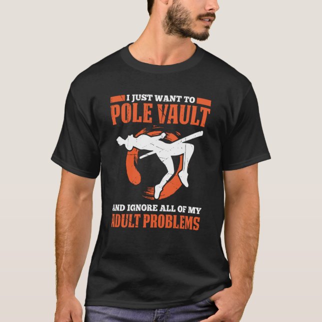 Pole Vault for Athletics Pub High Jumper Track and T Shirt (Framsida)