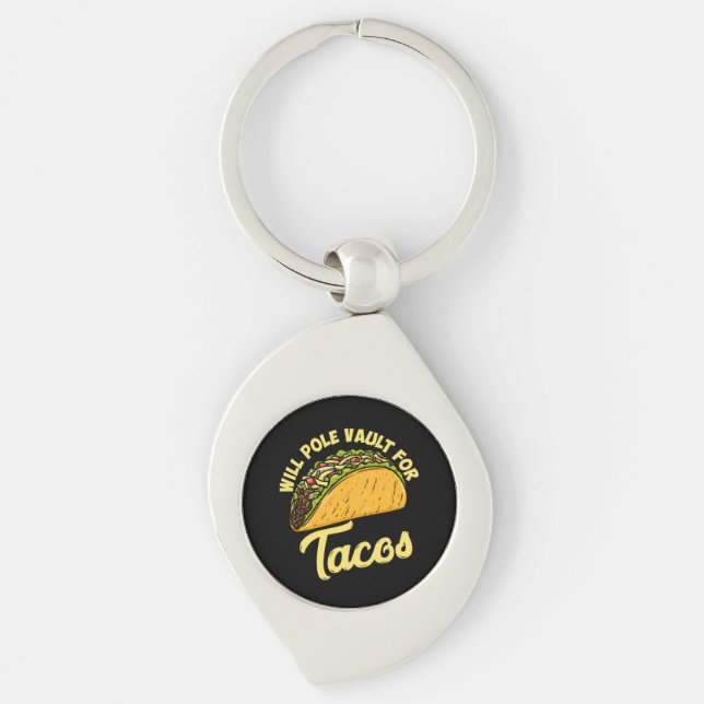 Pole Vault för Tacos Swirl Silverfärgad Nyckelring (Framsidan)