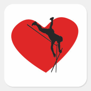 Pole Vault Heart Fyrkantigt Klistermärke