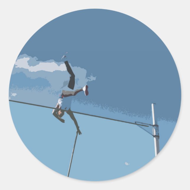 Pole Vault Stickers Runt Klistermärke (Framsida)