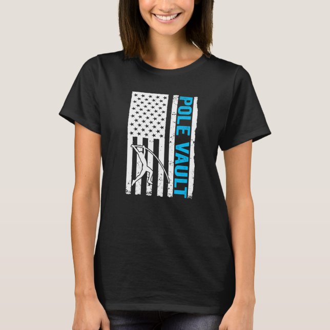 Pole Vaulter US Flag Pole Vault Premium T Shirt (Framsida)