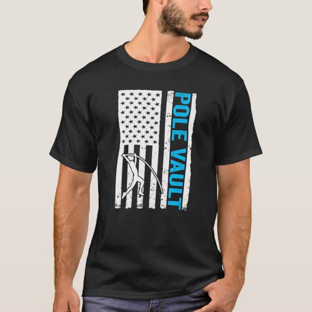 Pole Vaulter US Flag Pole Vault Premium T Shirt (Framsida)