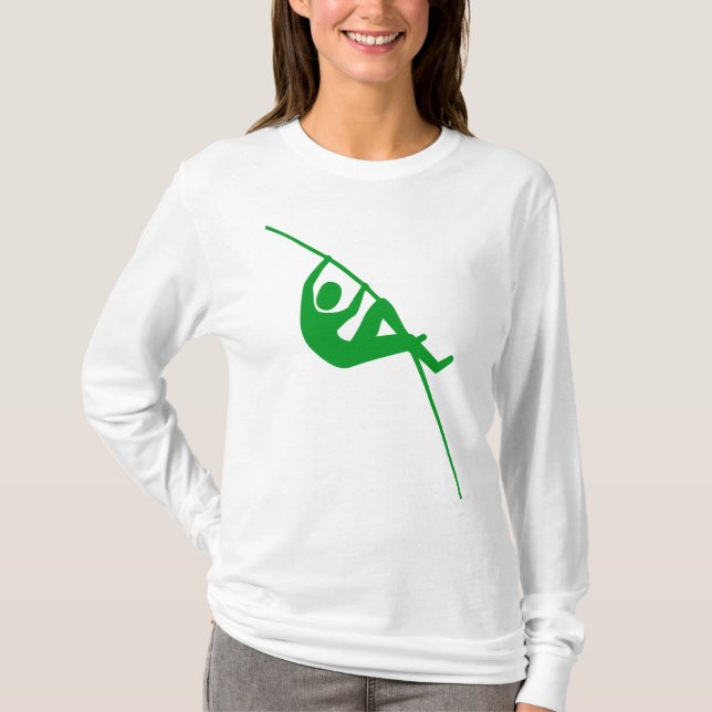 Pole Vaulting - Grass Grönt T Shirt (Framsida)