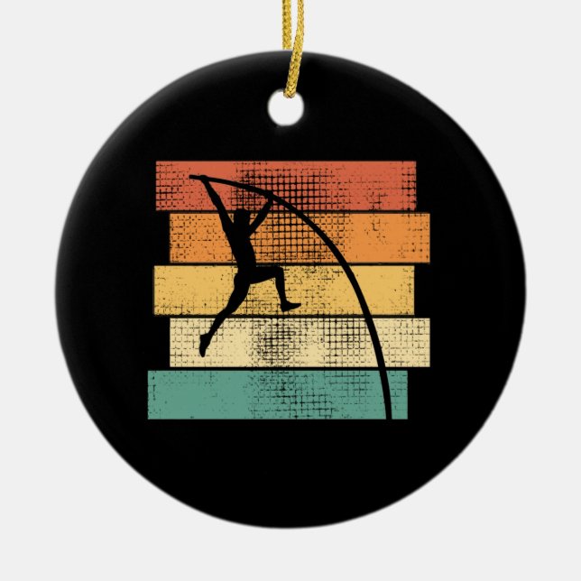 Pole Vaulting Retro Julgransprydnad Keramik (Framsidan)