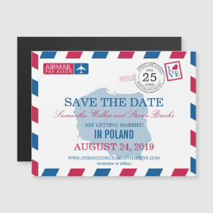 POLEN Airmail Spara datum Magnetisk Inbjudningskort