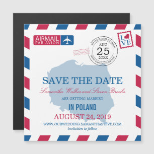 POLEN Airmail Spara datum Magnetisk Inbjudningskort